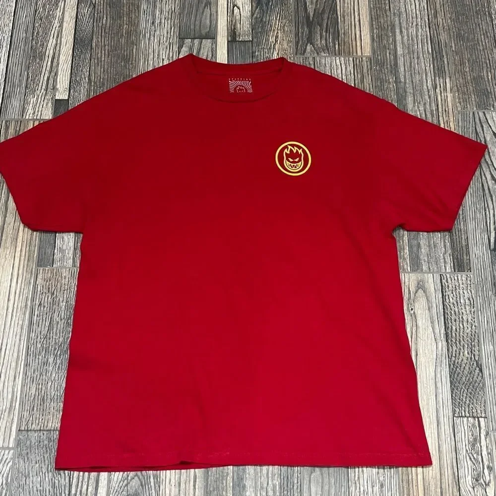 🔥🔥 SPITFIRE Skateboard Flame Boy Graphic Tee Burgundy/Yellow Sz XL -‎ PERFECT